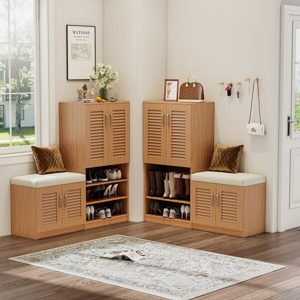 Multi functional Shoe Storage Cabinet with Bench & 7+3 Storage